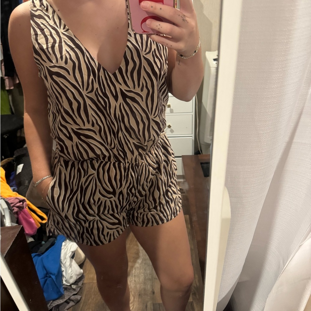 Zebra Print Sleeveless Romper